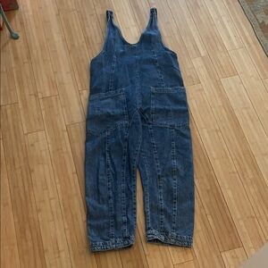 Free People High Roller Denim Overalls Jumpsuit